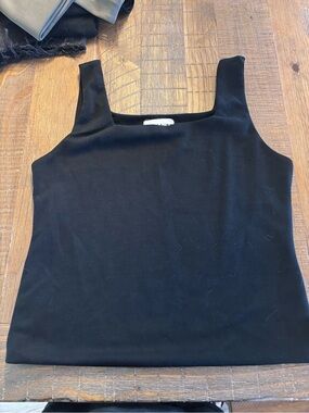 Women's Black Square-Neck Tank Top with Wide Straps